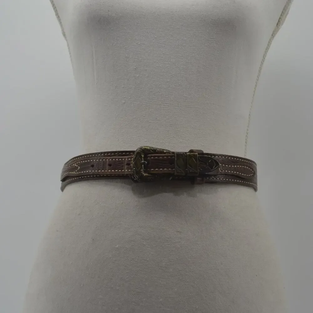 TexTan Women's Western Cowgirl Brown Leather Belt Boho Sz 28 - Picture 14 of 14